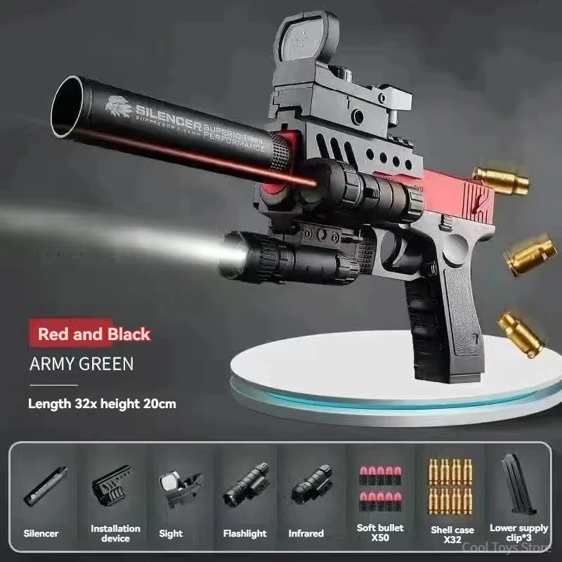 Toy Pistol Soft Bullet Shell Ejecting Air Toys Guns Manual Fake Gun Fidget Launcher Model for Boys Birthday Gifts Children