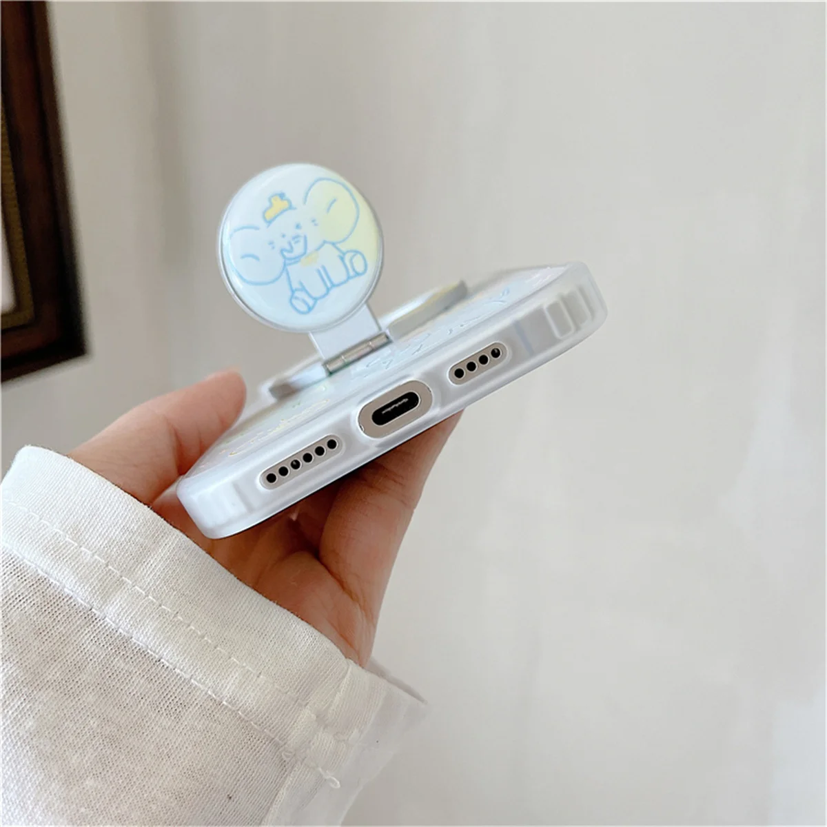 Custodia per telefono carina magnetica con elefante color moda per iPhone 16 Pro 14 13 15 Pro Max Cover posteriore con custodie con supporto Capa