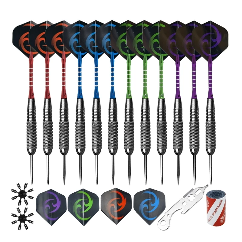 

12 Pieces 22g Hard Steel Tip Iron Barrels Aluminum Shaft PET Flight Hard Darts Safe Hard Darts Profession Safe Darts Set