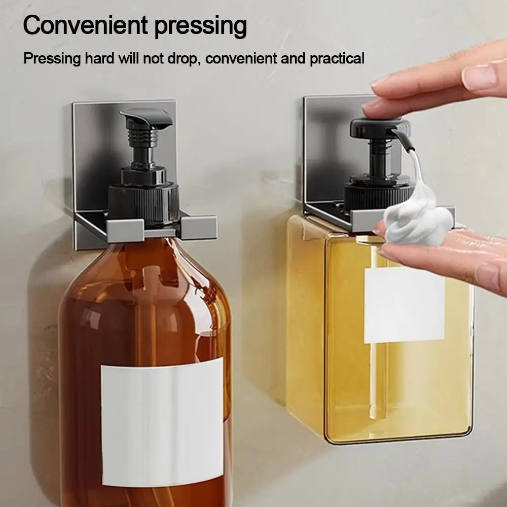 

Прочный настенный держатель для бутылок с мылом, 2 шт., держатель с крючком, вешалка для бутылок с гелем для душа, алюминиевая компактная настенная полка