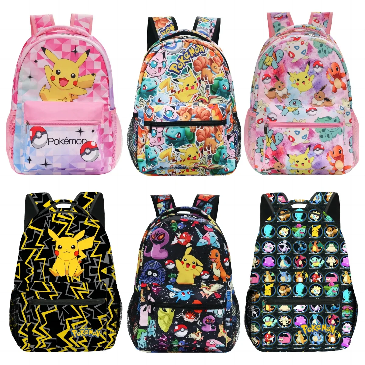 Pokémon Backpack Primary and Middle School Students Schoolbag Boys Girls Anime Pikachu Cartoon School Bag Mochila