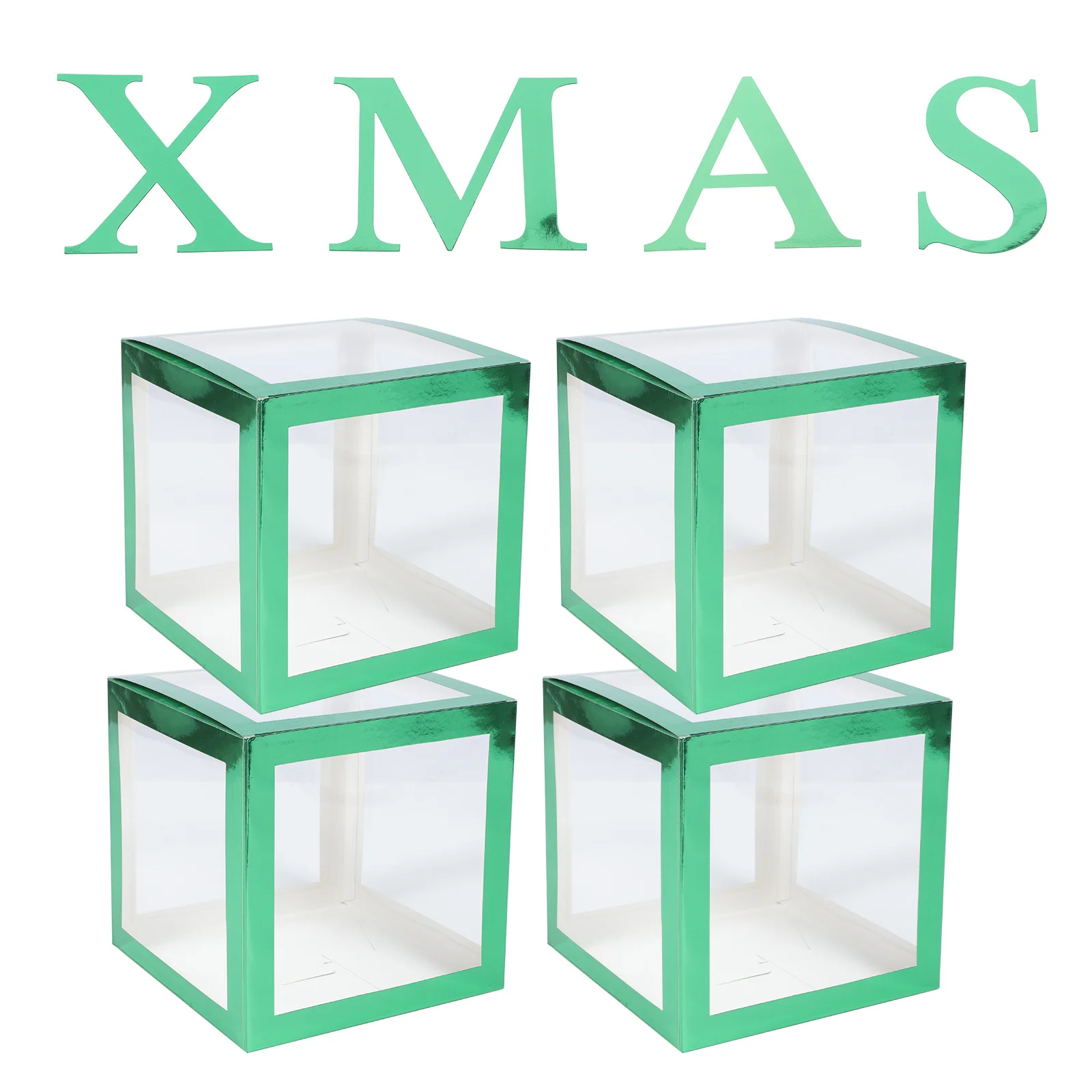 1 مجموعة صناديق بالون عيد الميلاد شفافة عرض الحفلات حالة عيد الميلاد بالون تخزين ديكور مهرجان صندوق عيد الميلاد صندوق الدعامة الطرف