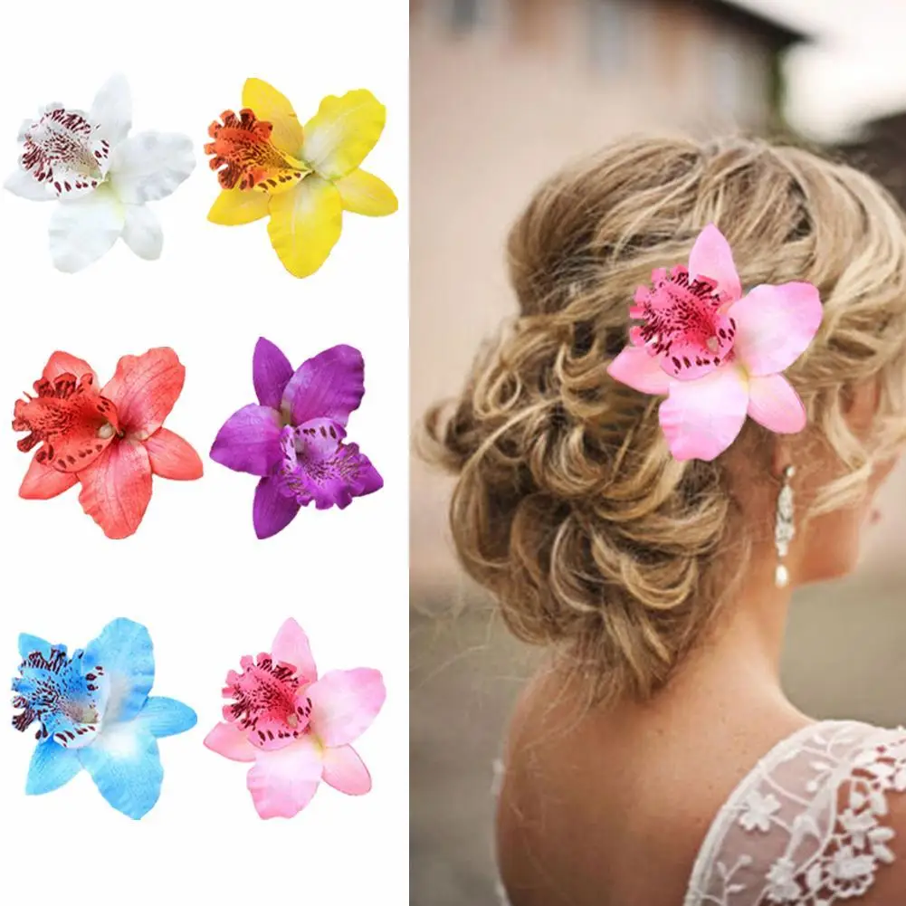 Hawaiian Flower Hibiscus Hair Clips Thai Orchid For Women Bohemia Style Bridal Headwear Hairclip Wedding Decor Hair Accessories