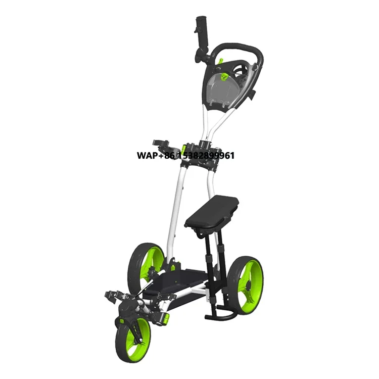 

High Quality Portable Lightweight Foldable 3 Wheel Bag Boy Golf Push Trolley with Seat