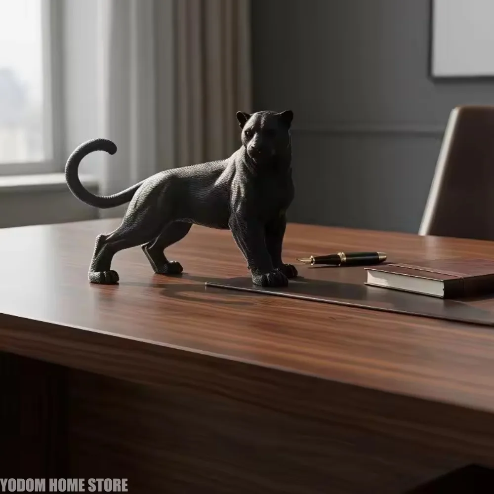 1Pc Mini Jaguar Sculpture, Creative 3D Printed Animal Ornament, Office Table Decoration, Distinctive Festival Present