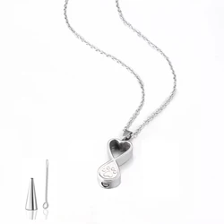 Fashion Infinity Love Pet Claw Urn Pendant Necklace for Women Memorial Cremation Cat Dog Ashes Keepsake Stainless Steel Jewelry