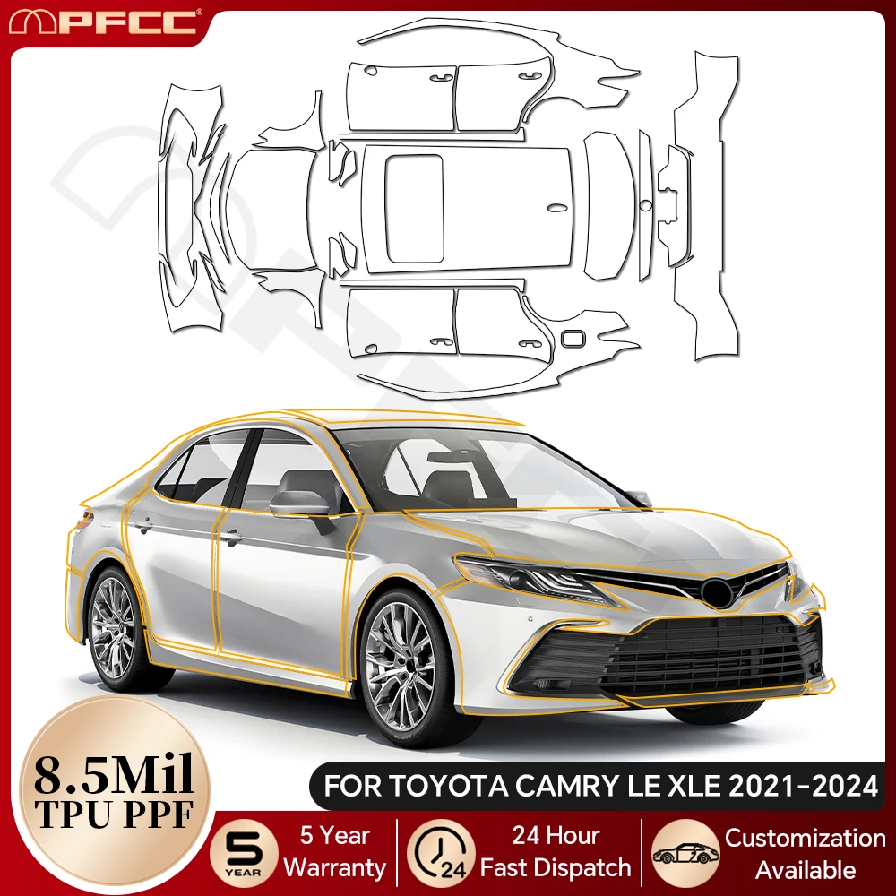 

For Toyota Camry LE XLE 2021-2024 8.5Mil Anti-Scratch TPU Paint Protection Film Pre-cut PPF Bra Car Body Clear Kit Resistant