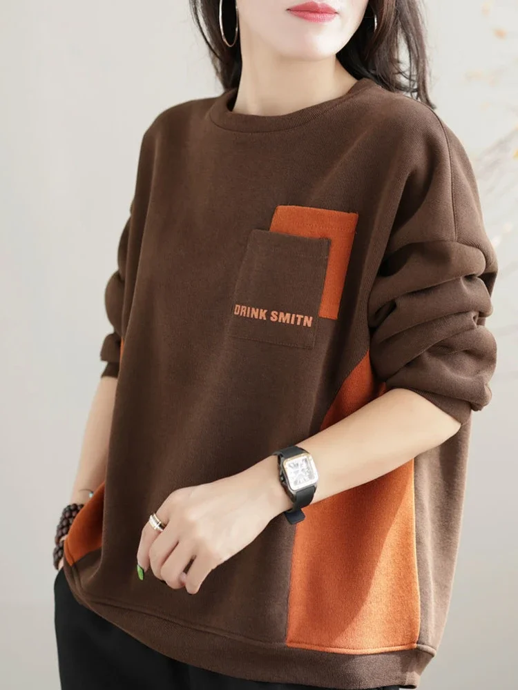 Brown Female Clothes Round Neck Green Pullovers Graphic Black Sweatshirts For Women Tops Nice Color Designer Offer Korean Style