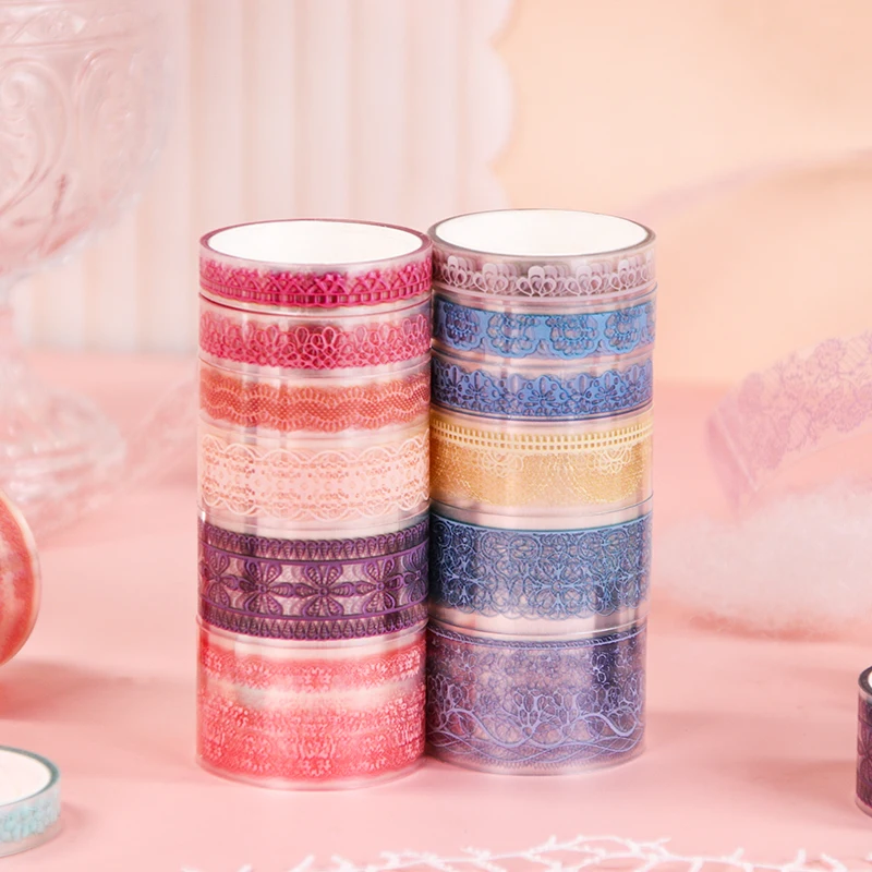 Contain Random Items, 5/20/60 Rolls, Pastel Lace PET Washi Tape Set, Sweet Floral & Lace Decorative Tape for Journal view 4
