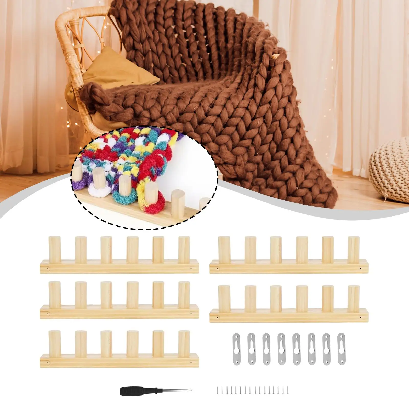 Chunky Knit Blanket Loom Kit Portable Wooden Weaving Frame for DIY Knitting Yarn Projects Quilting Tools - view 4