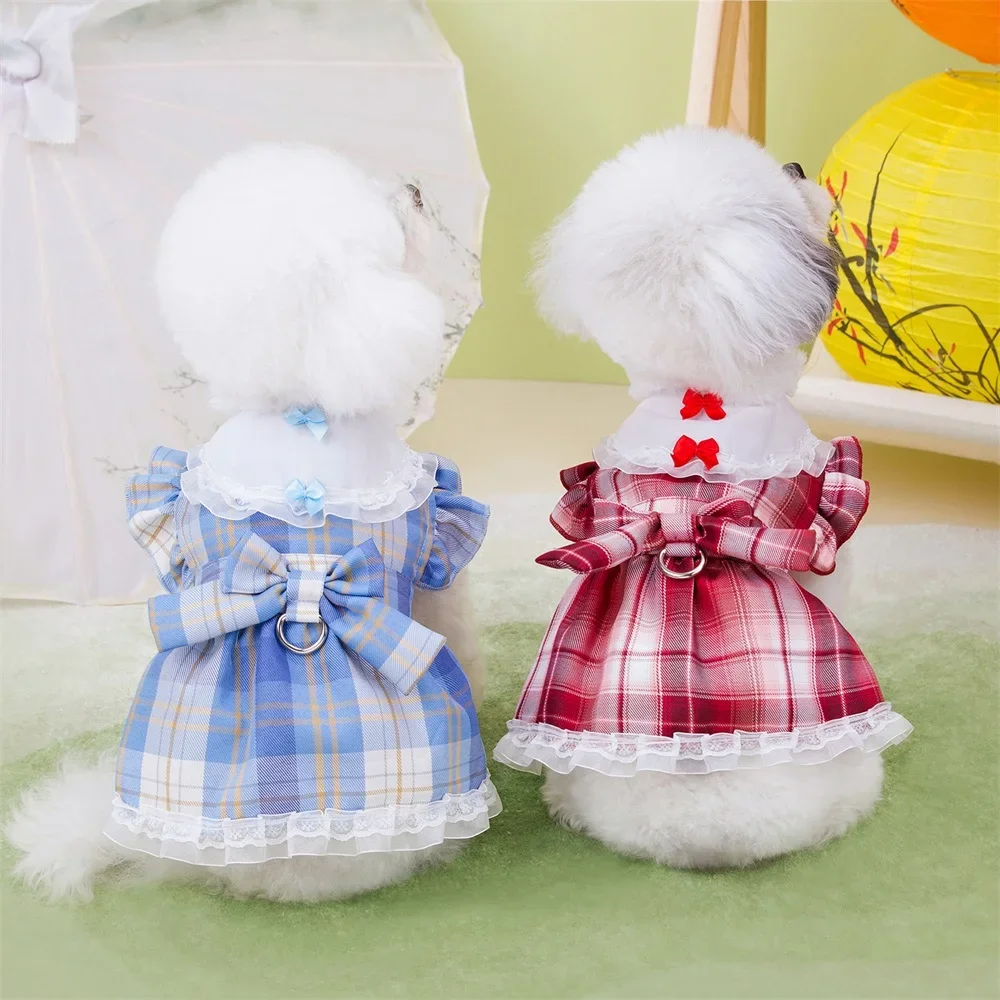 Plaid Dog Dress Puppy Summer Clothes Pet Dog Skirt for Small Medium Dogs Apparel Pet Product Supplies