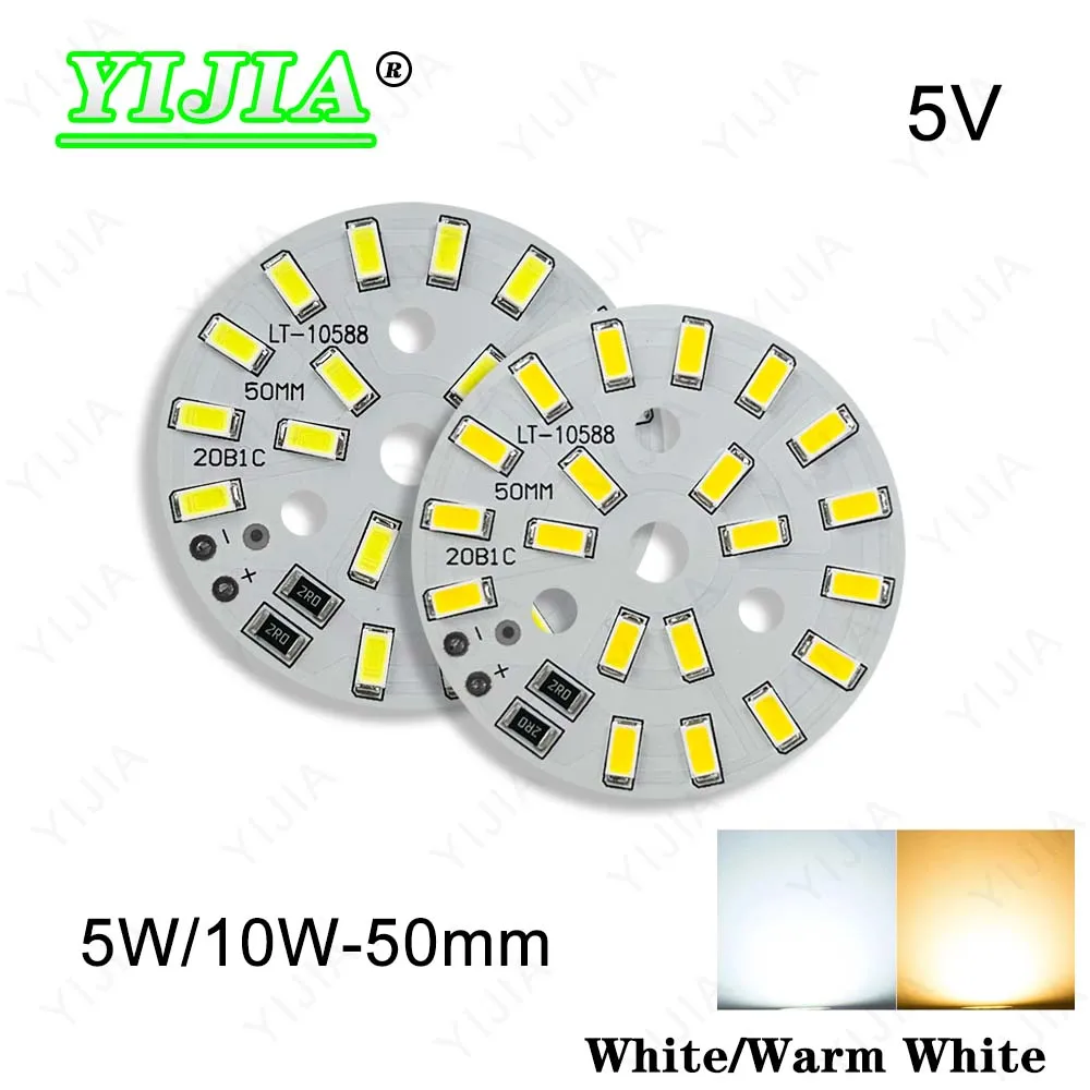 

10pcs 5W 10W High Power LED Light Board Warm White DC5V No Need Drive Dia 50mm SMD 2835 5730 Chips For DIY Downlight Spotlight