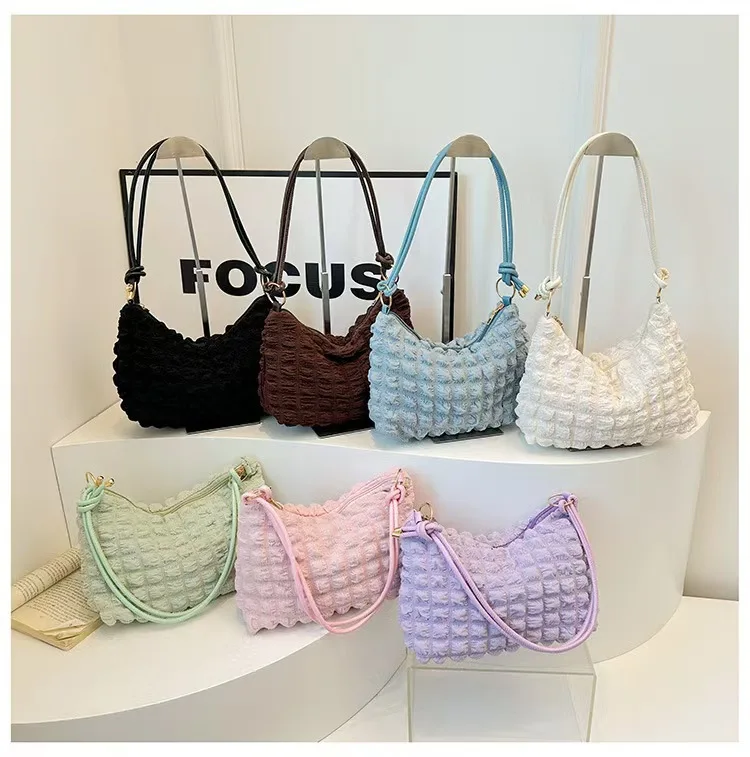

Ladies' Simple and Elegant, Gentle Pleated Underarm Bag, Women's Versatile Single Shoulder Messenger Bag, Small Square Bag
