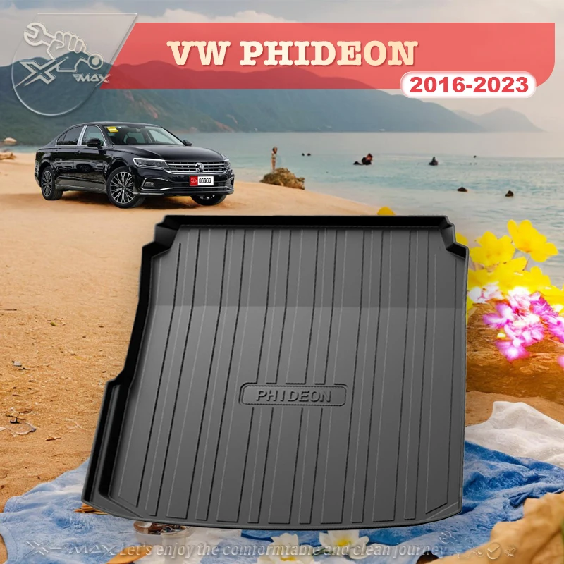 For VW PHIDEON 2016-2023 TPE Custom Fit Car Trunk Mat All Season Black Cargo Mat 3D Shaped Laser Measured Trunk Liners