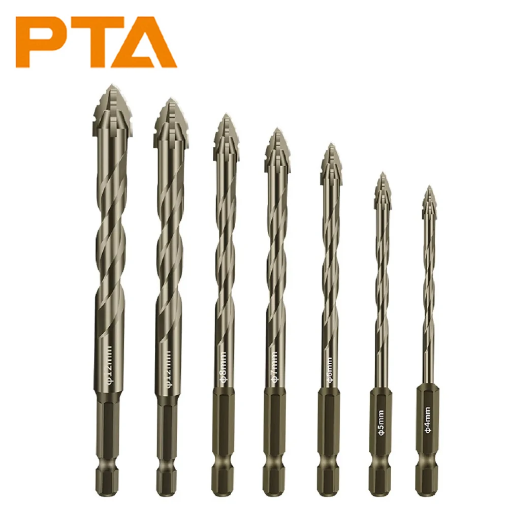 Four-Edged Serrations Drill Bit Set Drilling Tools For Glass Tile and Concrete 4-12mm Multifunction Drill Bit Set Tools