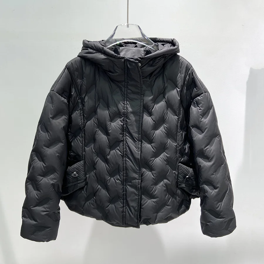 2025秋冬新作 レディース ダウンジャケット 通勤用 パーカー ショート丈 90% ホワイトダックダウン