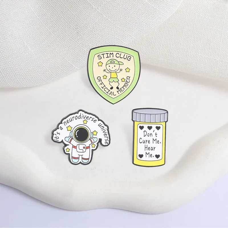 Don't Cure Me Hear Me Enamel Pins Stim Club Metal Brooches Fashion Lapel Badge Backpack Clothes Jewelry Gift for Friends