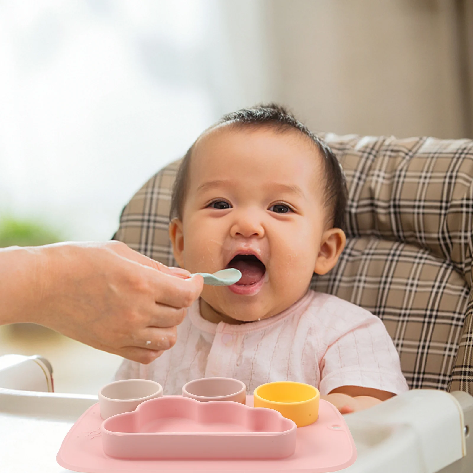 Food-Grade Silicone Suction Plate Baby Divided Feeding Bowls Nonslip Dishes Kids Infants Toddlers Microwave