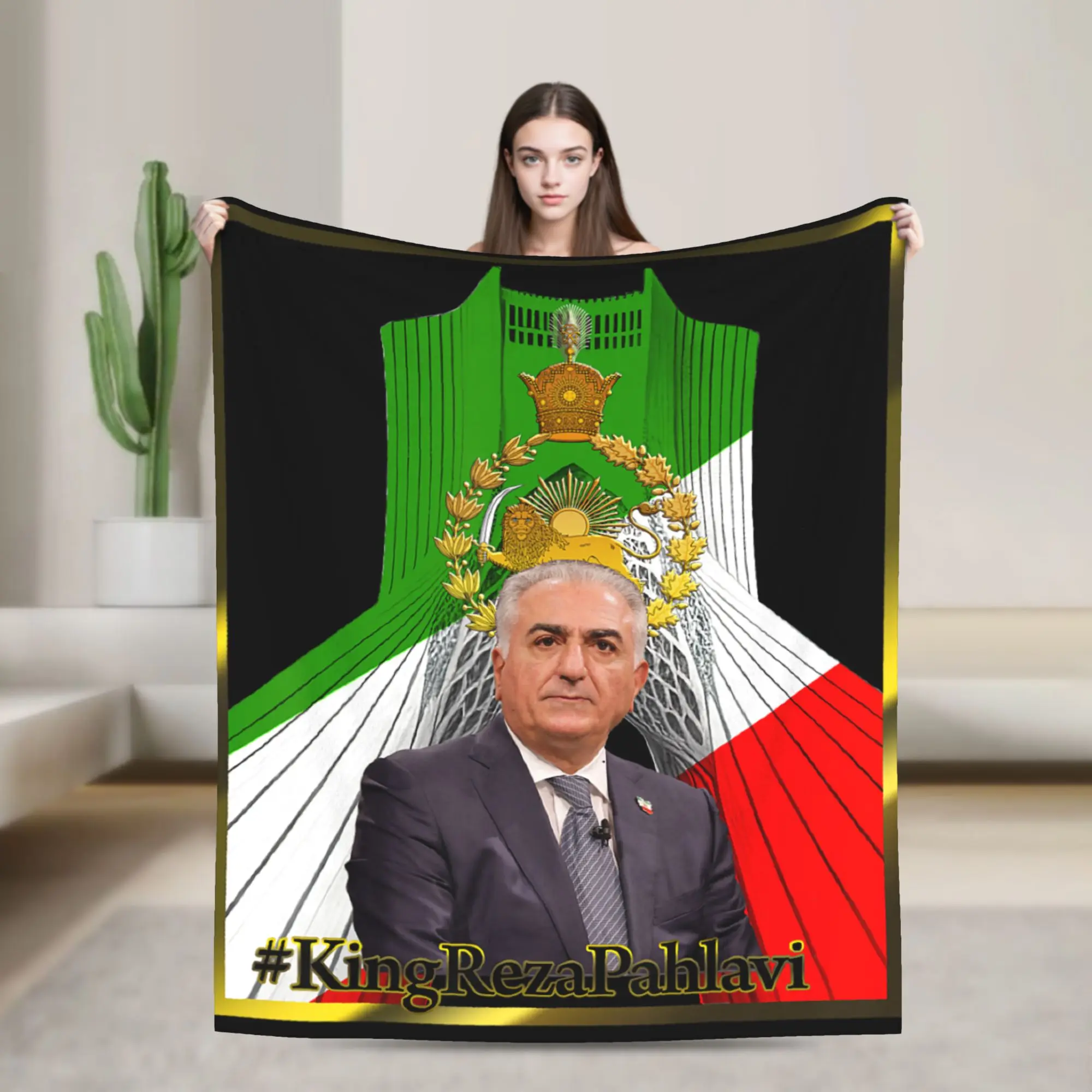 Warm Throw Blanket Travel Crown Prince Reza Pahlavi with SHAHYAD TOWER Blanket Flannel Bedspread For Couch Chair Sofa Bed Cover