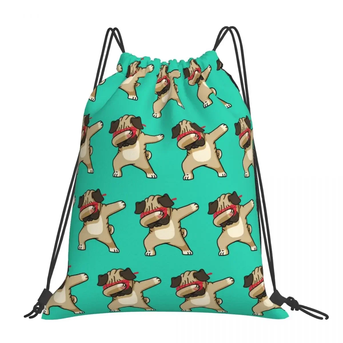 Tamponando Pug Divertente Hip Hop Tshirt Zaini Borse con coulisse Coulisse Bundle Borsa sportiva tascabile BookBag per uomo donna scuola