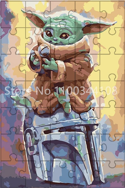 Disney Star Wars Mini Jigsaw Puzzles The Mandalorian Baby Yoda 35 Pieces Wooden Puzzles Children Intelligence Education Toys