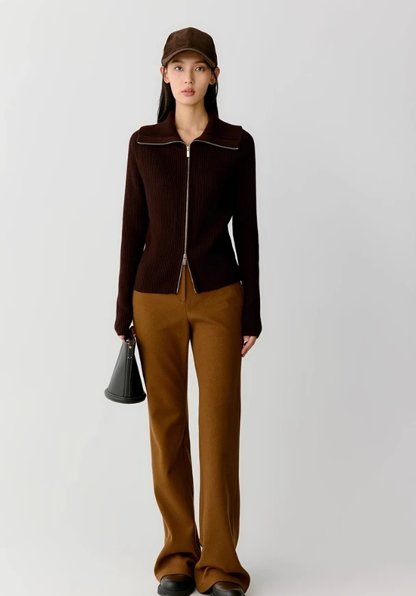 

Ladies Spring Autumn Winter Wool Corduroy Vertical Striped Flared Pants, Show Slight Pants