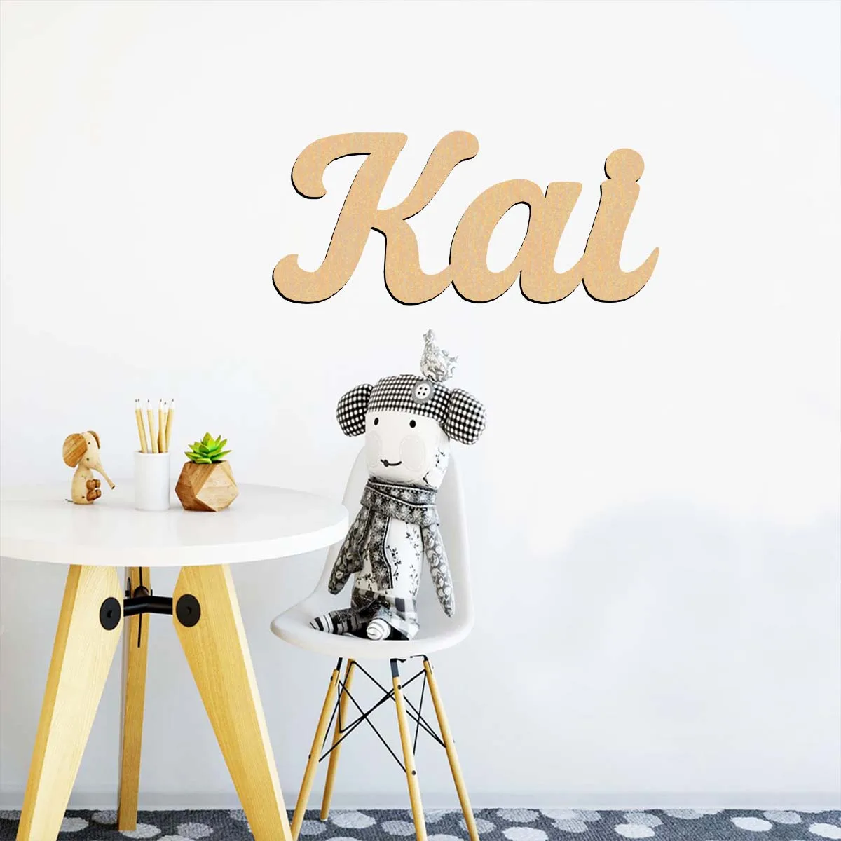 1pc home decor Kai example Customizable Text Wooden Decor Wood Material Laser-Cut Sign Unique Bedroom Decor