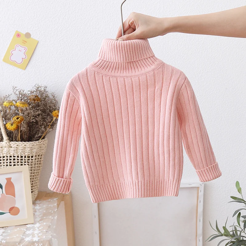 1-5Years Winter Kids Clothes For Girls Knit Sweater Turtleneck Children\'s Pullover Sweaters Casual Baby Girls Clothing 2023 New