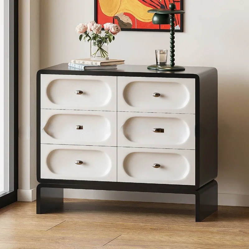 

Black and white six bucket cabinet French minimalist living room side cabinet dining room side cabinet porch storage cabinet