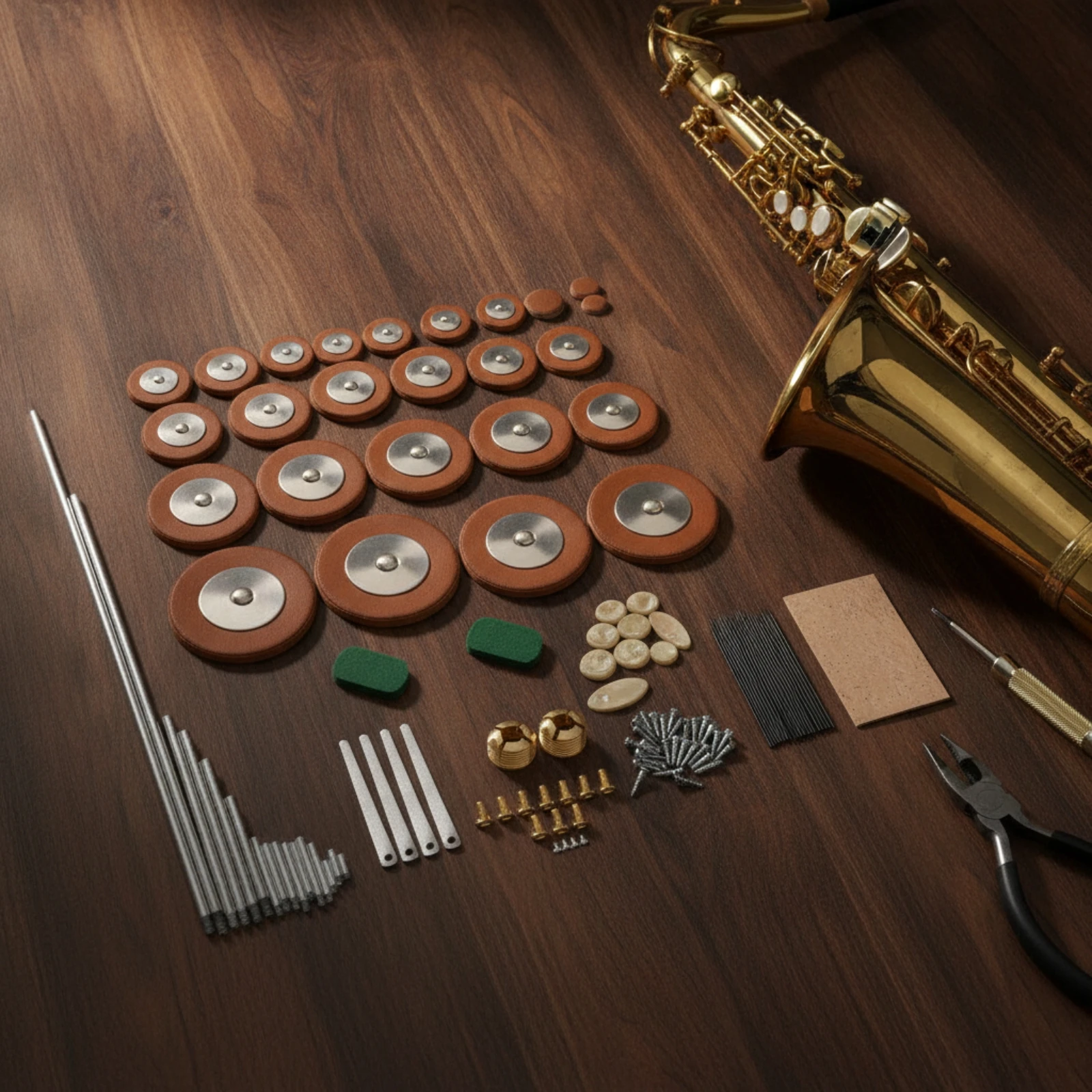Saxophone Repair Kit Long-Lasting Saxophone Maintenance Kit High Quality Assorted for Technicians, Workshops