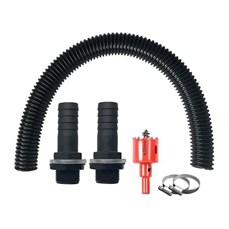 1Set 50Cm Connection Hose And 2 Hose Connectors 25 Mm Rain Butt Connection For Rain Butt Rain Collector