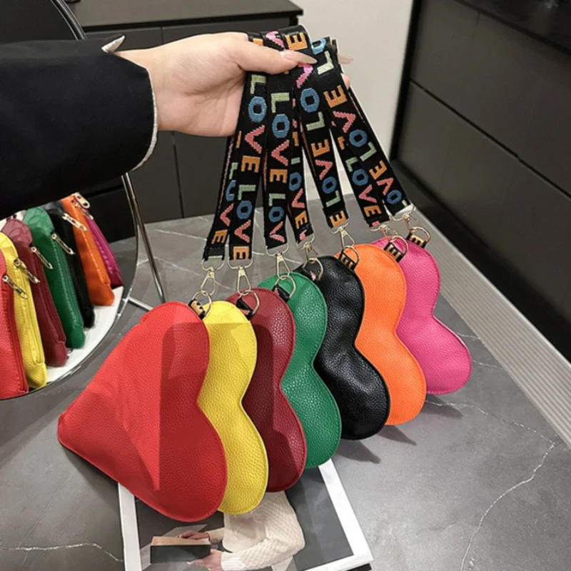 PU Leather Heart Shaped Bag Coin Purses for Women Cute Children's Handbag Wallet Kawaii Wallets for Girls Wholesale