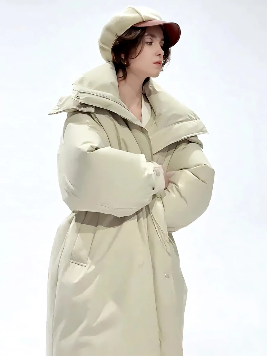 Invierno Thiened cálido largo blanco Du down Jaet abrigo de mujer perezoso sensación de gama alta nueva llegada 2025 prendas de vestir exteriores Faionable