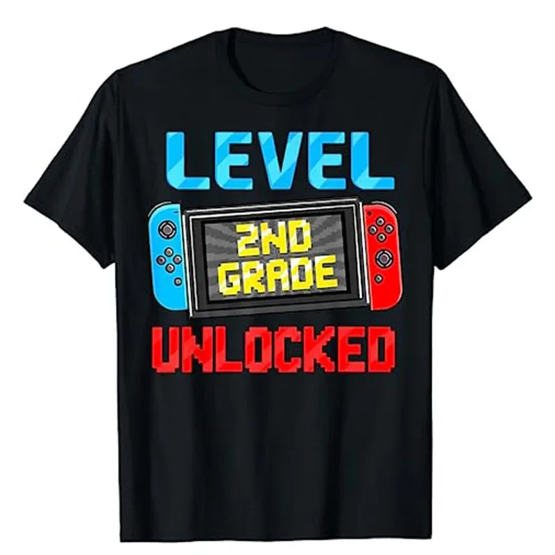 Level 2nd Grade Unlocked Back To School First Day Boy Girl T-Shirt Video Game Gamer Lover Graphic Tee Tops Cool Sons Gifts Idea