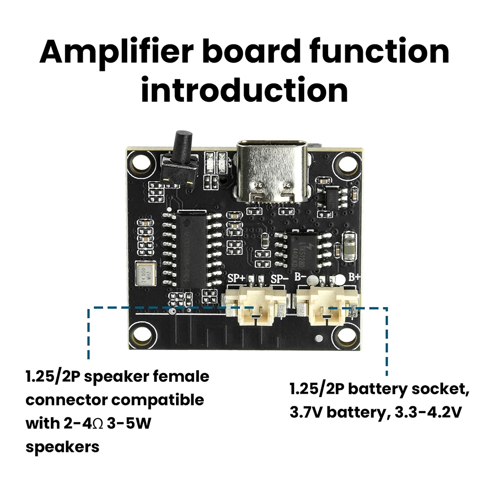 Module amplificateur BT 3W avec réglage réglable, prend en charge la lecture de carte mémoire TF, carte amplificateur de puissance Audio de Type C DC 5V