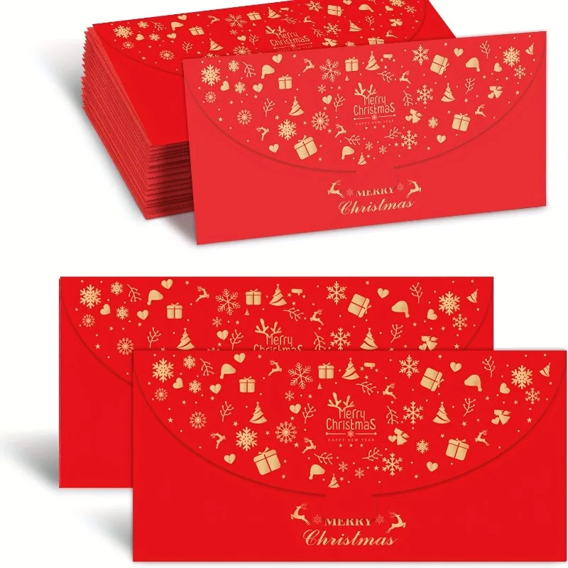 10pcs Christmas Red Envelope New Year Money Bag Party Decor Gift Envelope For Holiday Festival Decoration
