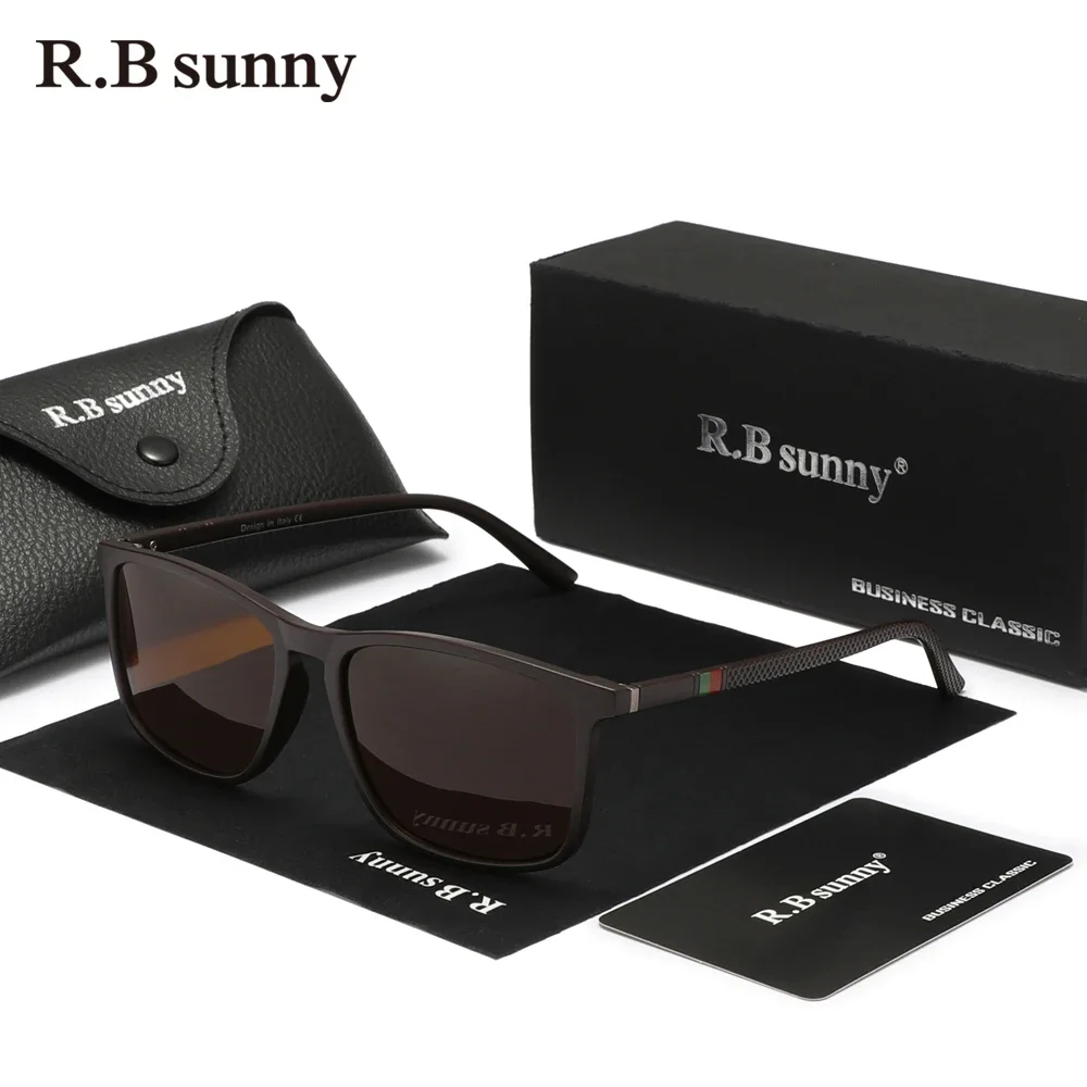 

RBsunny повседневные модные мужские солнцезащитные очки, поляризационные очки с защитой от УФ400, женские прямоугольные TR90, сверхлегкая оправа, уличные очки для вождения