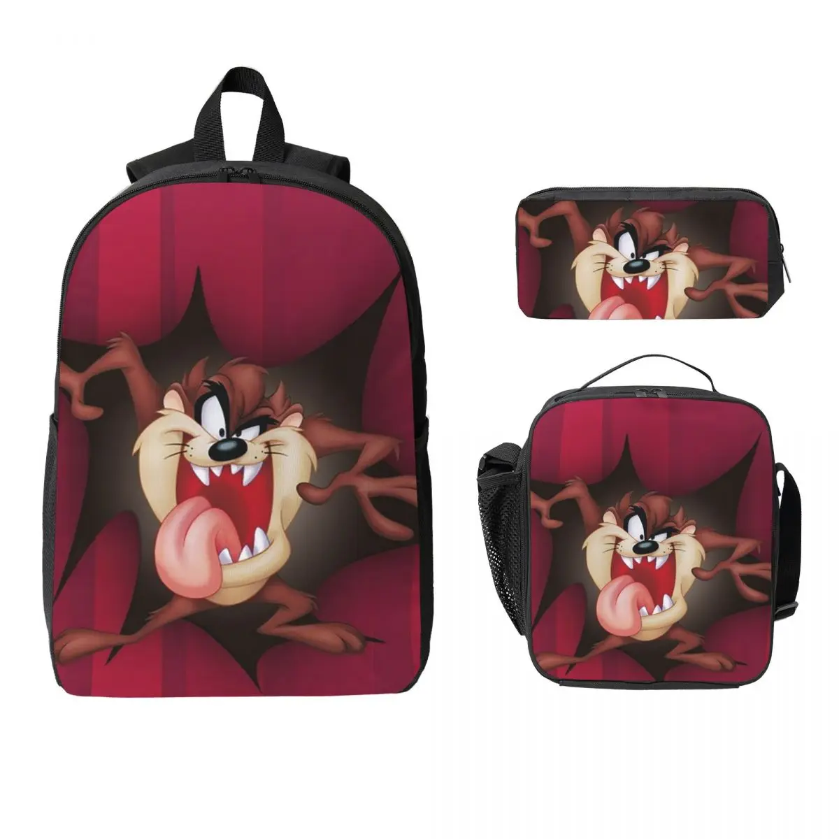 

Cartoon Tasmanian Devil Comic Backpack Boys Girls BookBag School Bag Laptop Shoulder Bags 3ps Insulated Lunch Bag Pencil Case