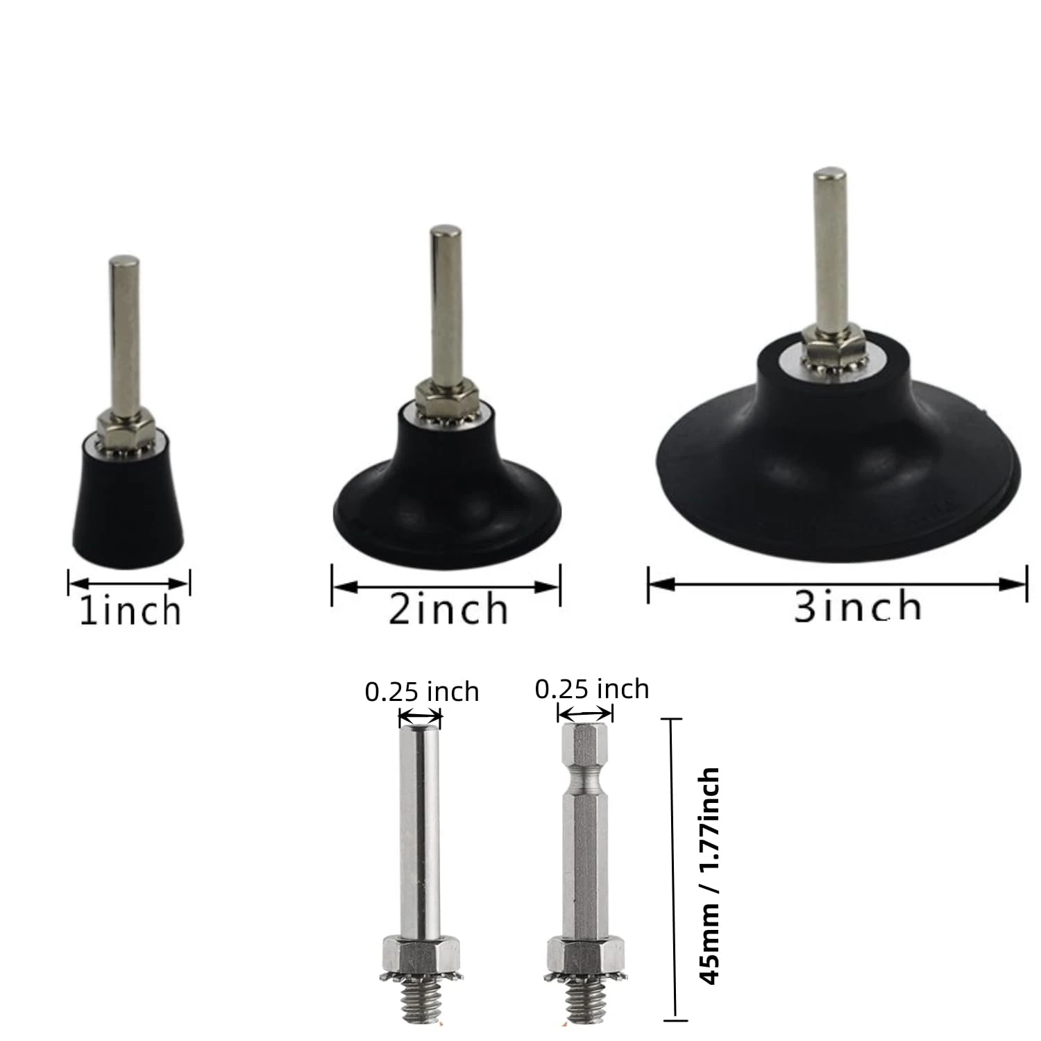 Kit adattatore per supporto disco con blocco a rullo a cambio rapido da 1/23 pollici 6 pezzi con gambo da 1/4 "per levigatura lucidante e preparazione della superficie