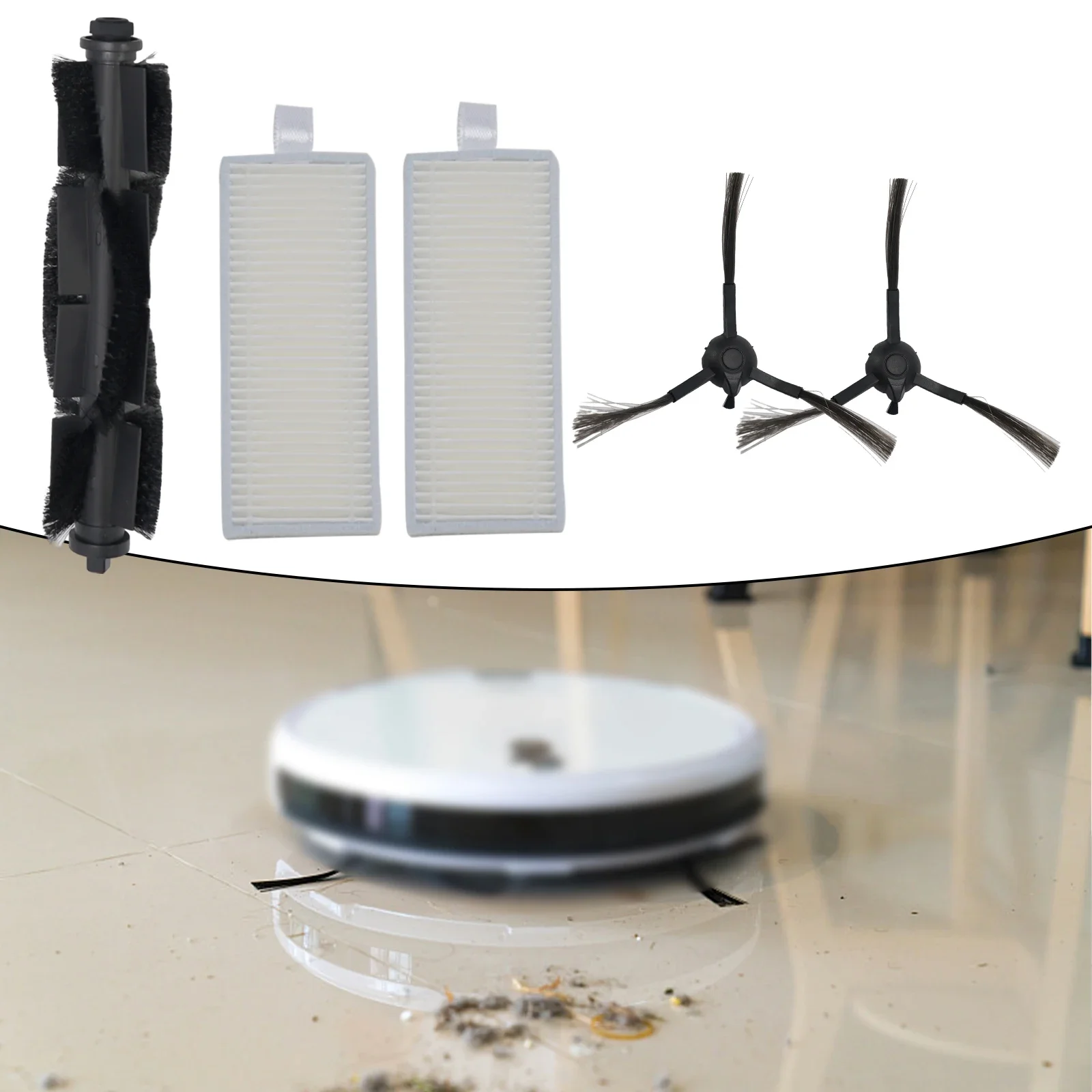For Tapo RV30 Plus RV30 RV10 Plus RV10 Vacuum Cleaner Maintenance Parts 2 Side Brushes 1 Roll Brush and High Efficiency Filter