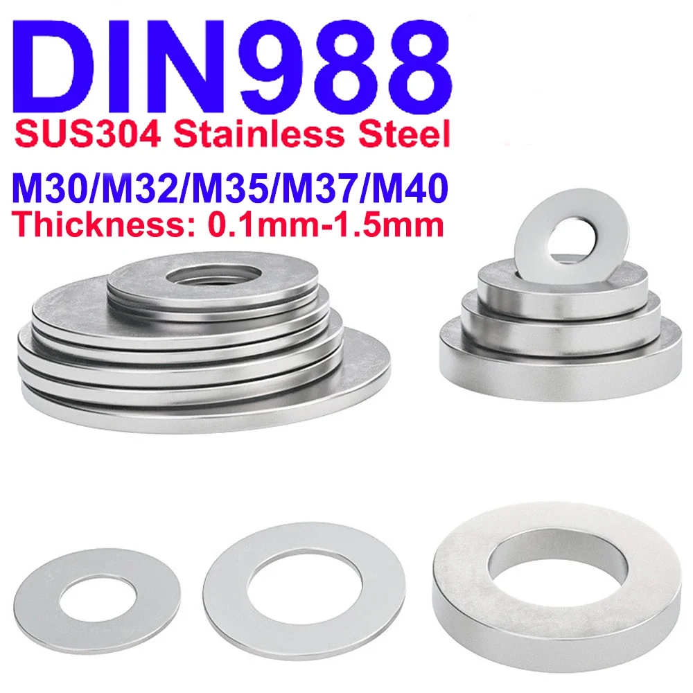 

M30 M32 M35 M37 M40 DIN988 SUS304 Stainless Steel Adjusting Shim Washers Ultra-thin Plain Washer Flat Gaskets
