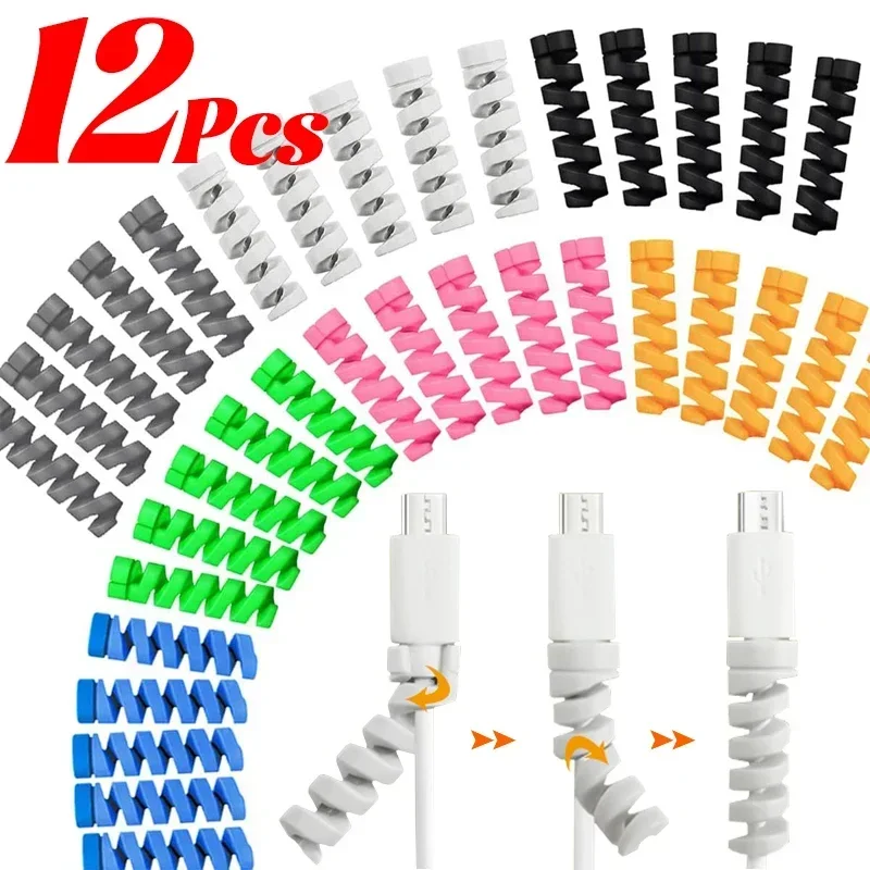 Universal Spiral Cable Protectors Soft Silicone Charger Wire Winder Cord Organizer for MacBook Headphone Charger Cord End Savers