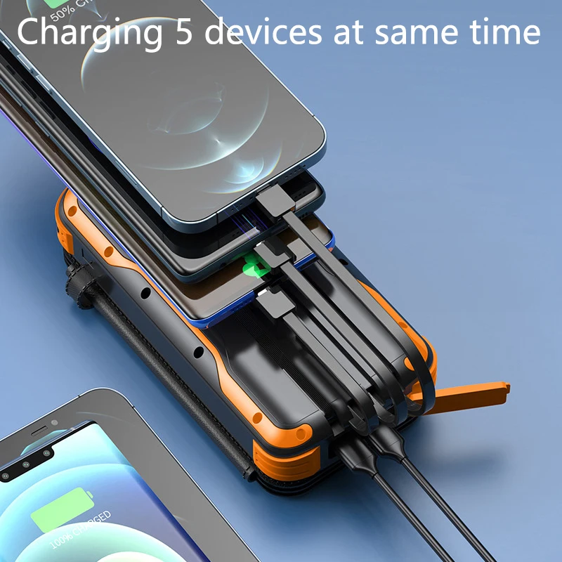 43800mAh Solar Power Bank Qi Wireless Charger Powerbank for iPhone 14 13 Samsung Huawei Xiaomi 10 PD 20W Fast Charging Powerbank