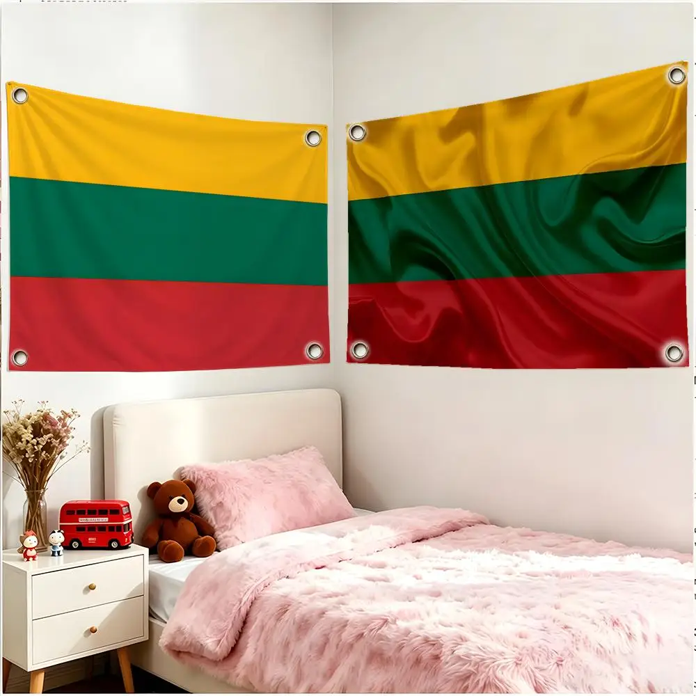 Nation Geography Lithuania Flags Daily Four-Ring Borderless Design Indoor & Outdoor Decor Easy to Hang Install