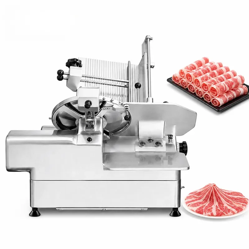 New 220V Desktop Automatic Frozen Mutton Slicer Commercial Stainless Steel Meat Slicer Adjustable Thickness 2.5-15mm
