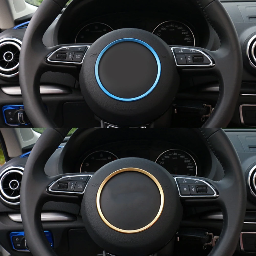لأودي A4 B6 B7 B8 A6 C6 A5 Q7 Q5 A3 8P S3 8v اكسسوارات السيارات عجلة توجيه سيارة مركز الشعار يغطي ملصقات الكسوة الداخلية #3