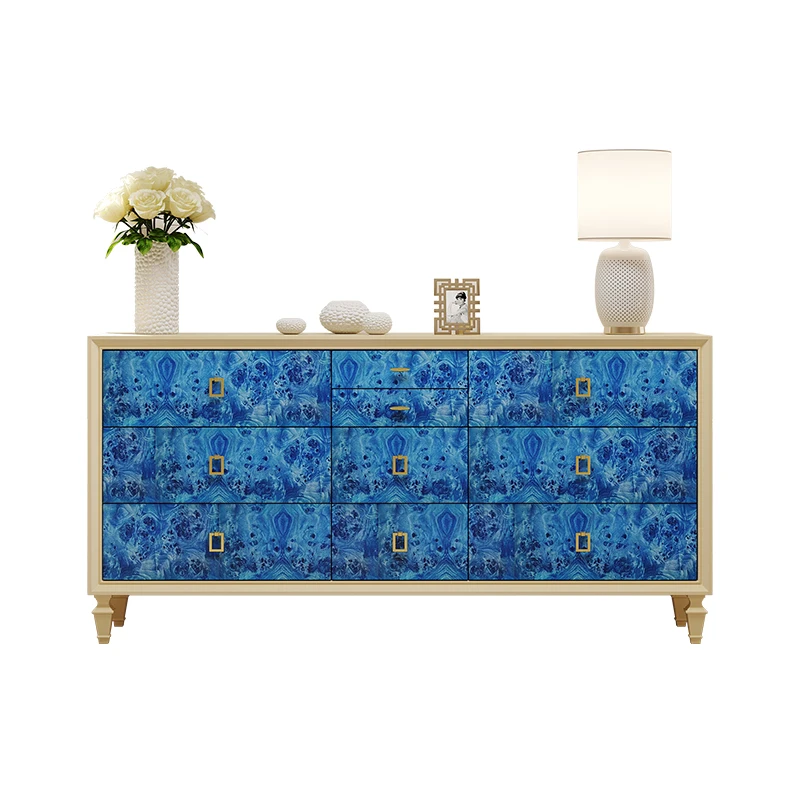 

American light luxury TV cabinet large flat layer high-grade tree tumor veneer storage storage side cabinet