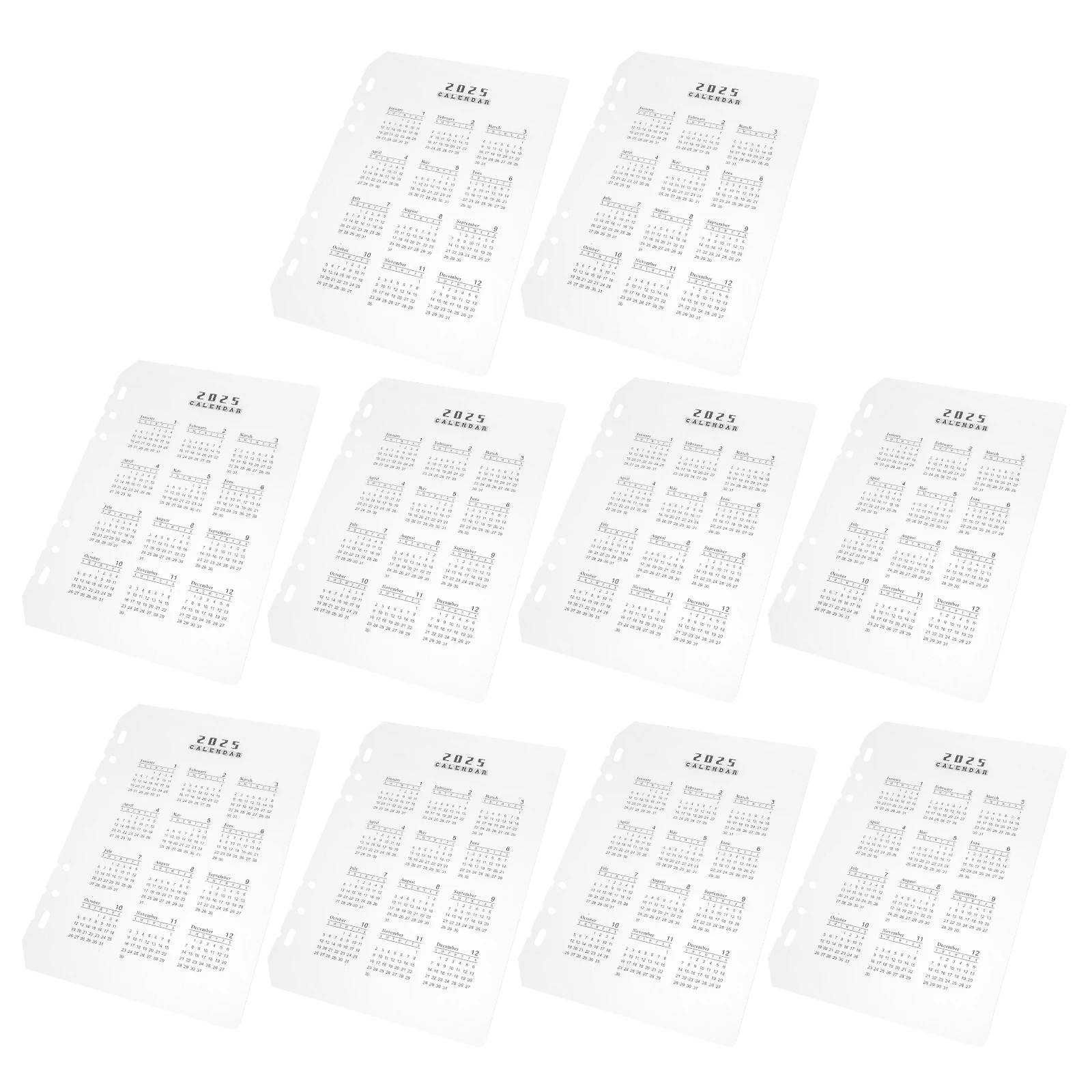 

10pcs Calendar Divider Monthly Refills Planner Organizer A5 Transparent PP Binder Shelf Barrier Weekly Yearly