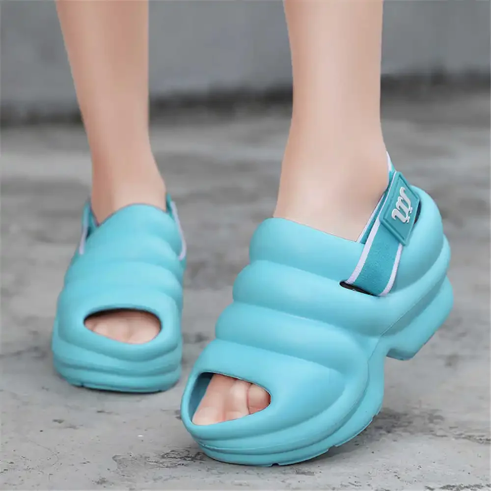 Blue Round Foot Slippers For Home Couple 34 Size Women\'s Shoes Low Heel Sandals For Women Sneakers Sport Team Importers