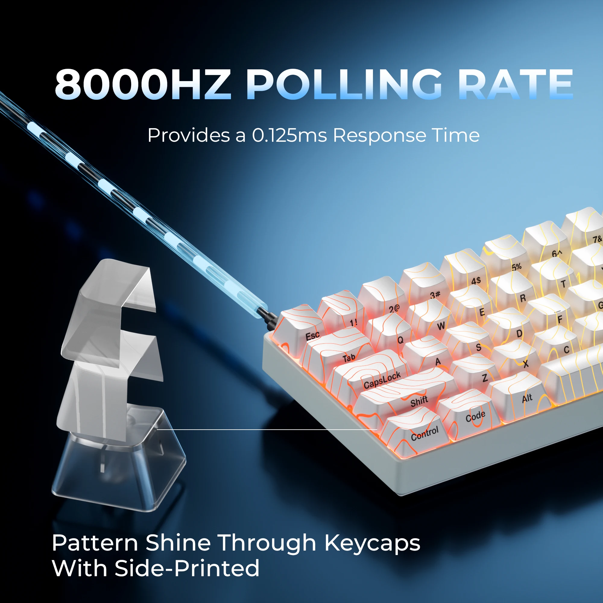 XVX HE68 Keyboard Mekanis Sakelar Magnetik Putih 60% Pemicu Cepat 0.02Mm 8K/1K Kembali 68 Tombol Keybaord Gaming Berkabel